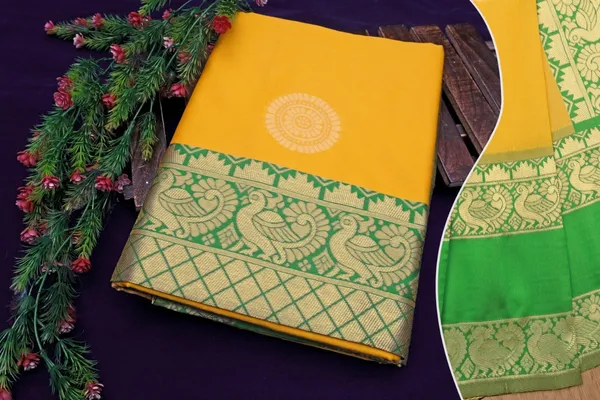 Light_Green_Animal_Print_Kanjivaram_Silk_Saree_with_Saree_Cover